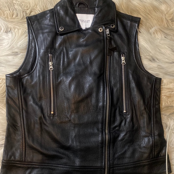 Real Leather Biker's Motorcycle Vest -Derek Lam Crosby - Picture 1 of 3